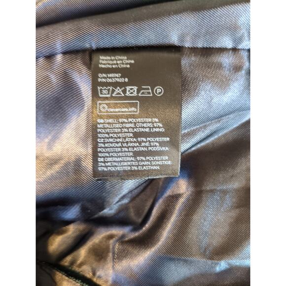 H&M Emerald Green Holiday Jacket Sz 6 Long Single Breasted Sparkle Satin Lapel - Picture 7 of 8